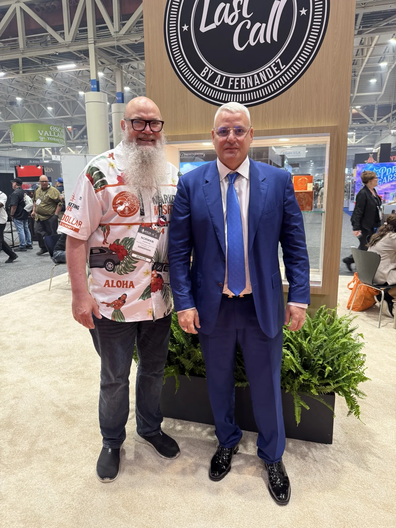 Norm Farrar with A.J. Fernandez at the Last Call by AJ Fernandez booth, PCA New Orleans