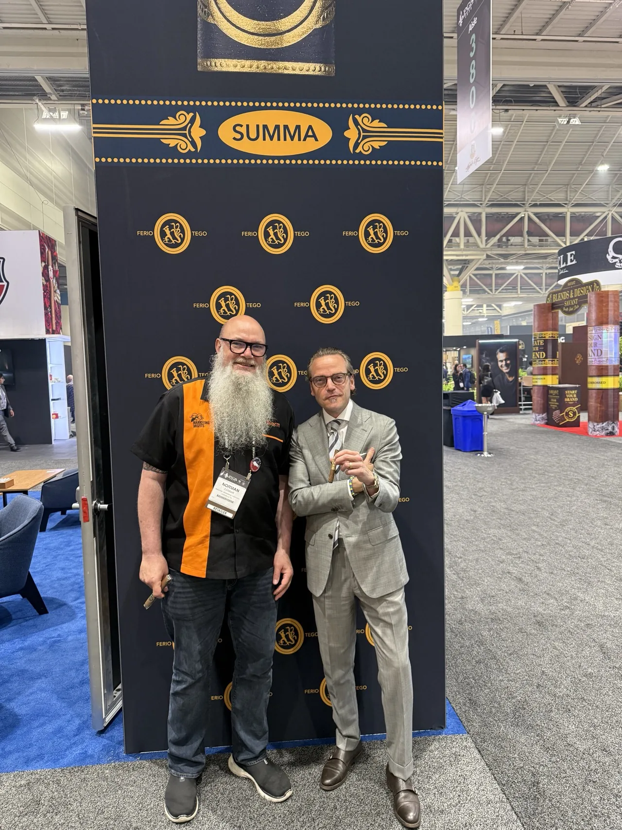 Norm Farrar with Ferio Tego co-founder Michael Herklots at the Ferio Tego booth in New Orleans