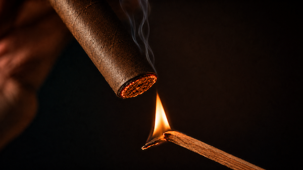 Cedar spill, lighting a cigar with Spanish cedar